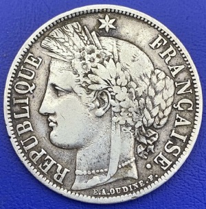 5 francs Cérès 1870 A sans légende argent