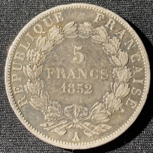 5 Francs argent Louis Napoléon Bonaparte 1852A Paris