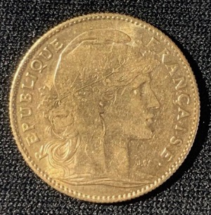 10 francs Coq Marianne or 1910