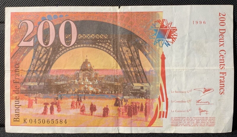 billet 200 francs Eiffel 1996