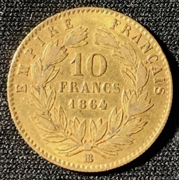 10 francs or napoléon III tête laurée TTB